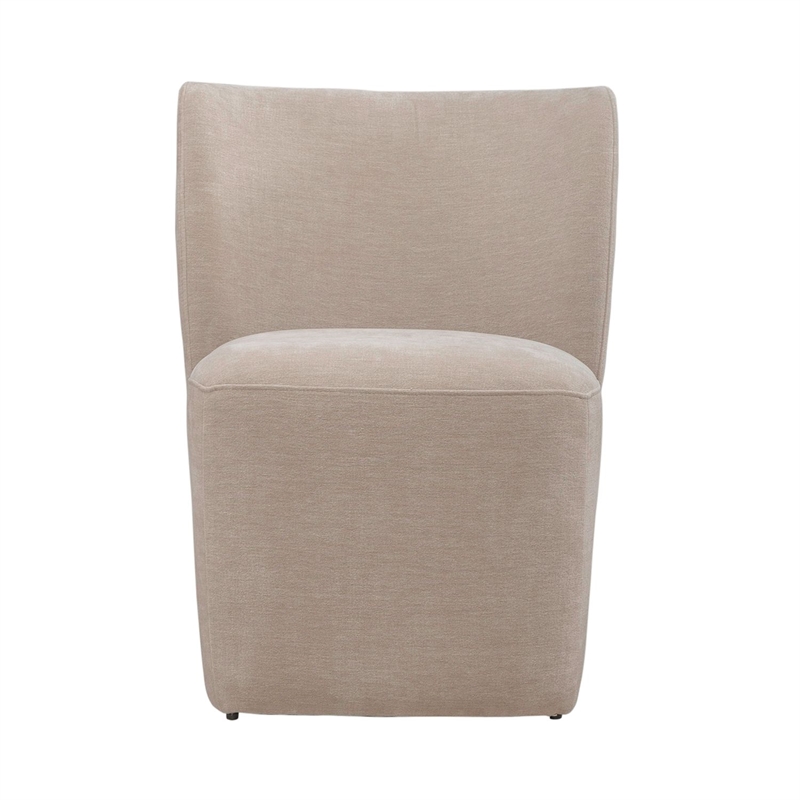 Pemberly Row Rounded Back Dining Chair with Casters in Wicker