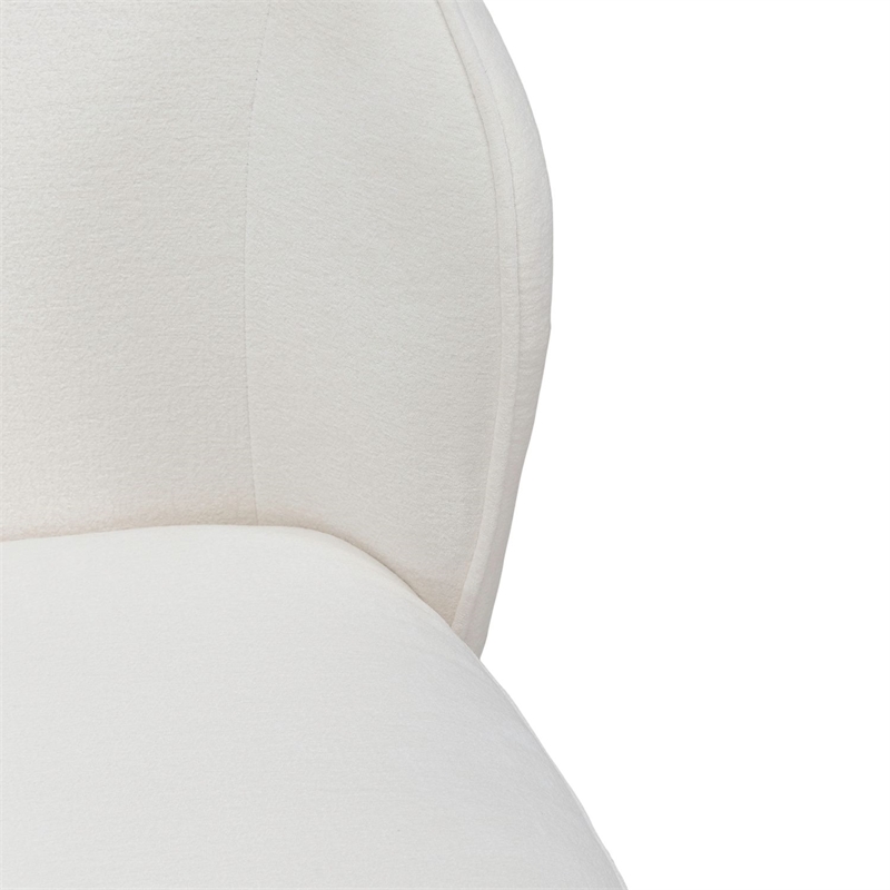 Pemberly Row Rounded Arm Dining Chairs with Casters Set of 4 in Ivory