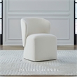 Pemberly Row Rounded Arm Dining Chairs with Casters Set of 4 in Ivory