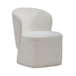 Pemberly Row Rounded Arm Dining Chair with Casters in Ivory Fabric