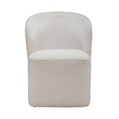 Pemberly Row Rounded Arm Dining Chair with Casters in Ivory Fabric