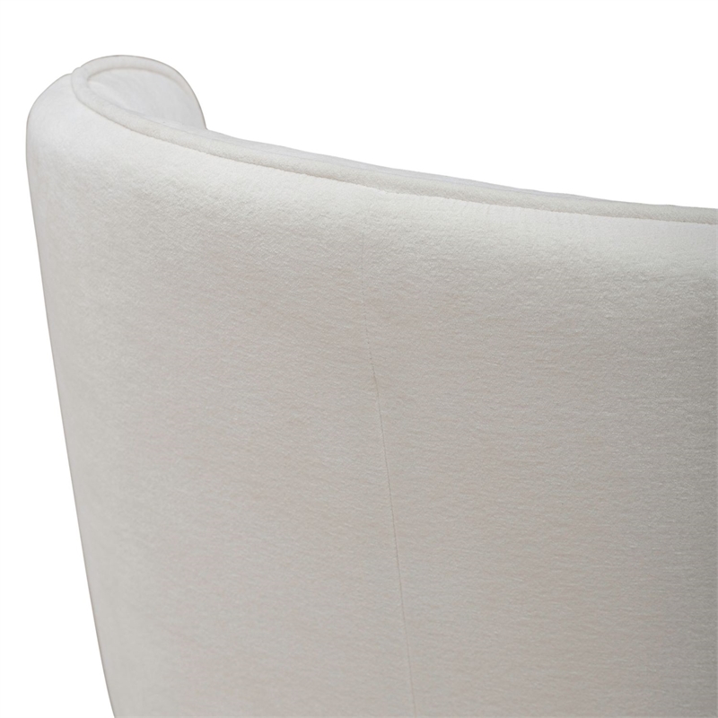 Pemberly Row Rounded Arm Dining Chair with Casters in Ivory Fabric