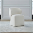 Pemberly Row Rounded Arm Dining Chair with Casters in Ivory Fabric
