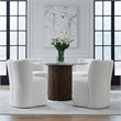 Pemberly Row Rounded Back Dining Chairs with Casters Set of 4 in Ivory