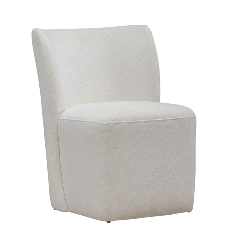 Pemberly Row Rounded Back Dining Chairs with Casters Set of 4 in Ivory