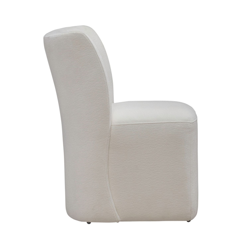 Pemberly Row Rounded Back Dining Chairs with Casters Set of 4 in Ivory
