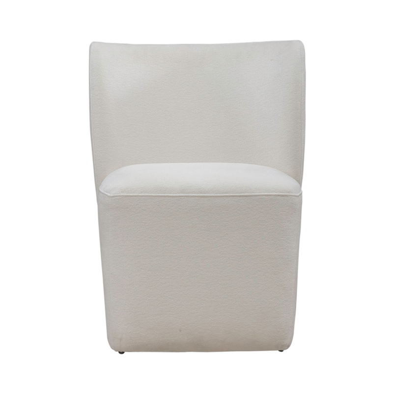 Pemberly Row Rounded Back Dining Chairs with Casters Set of 4 in Ivory