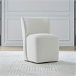 Pemberly Row Rounded Back Dining Chairs with Casters Set of 4 in Ivory