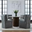 Pemberly Row Squared Back Dining Chair with Casters in Sapphire