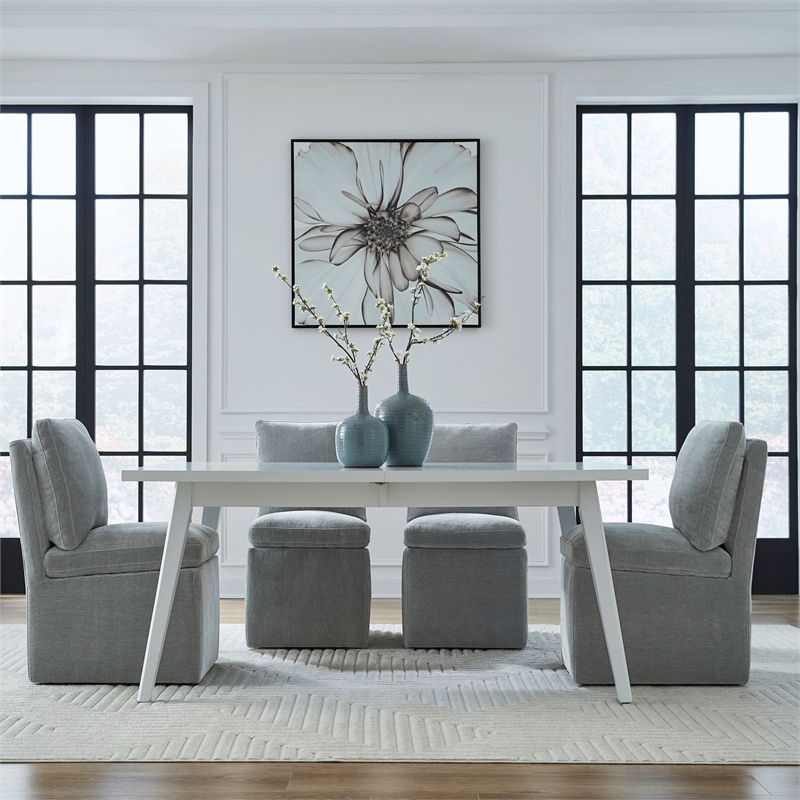 Pemberly Row Squared Back Dining Chair with Casters in Sapphire