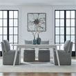 Pemberly Row Squared Back Dining Chair with Casters in Sapphire