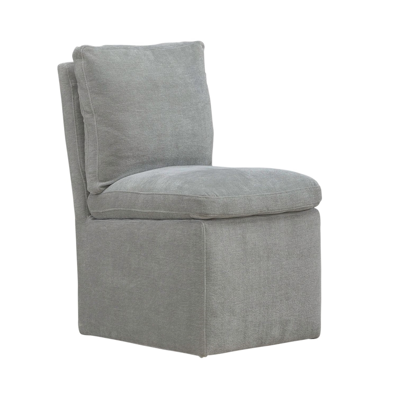 Pemberly Row Squared Back Dining Chair with Casters in Sapphire