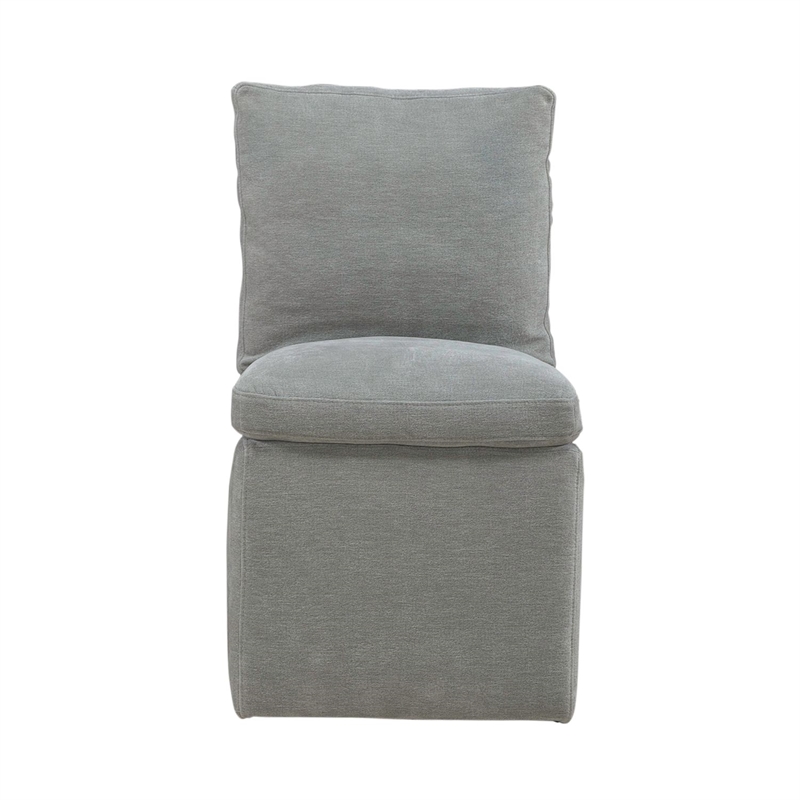 Pemberly Row Squared Back Dining Chair with Casters in Sapphire