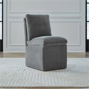 Pemberly Row Squared Back Dining Chair with Casters in Sapphire