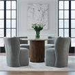 Pemberly Row Rounded Back Dining Chair with Casters in Sapphire