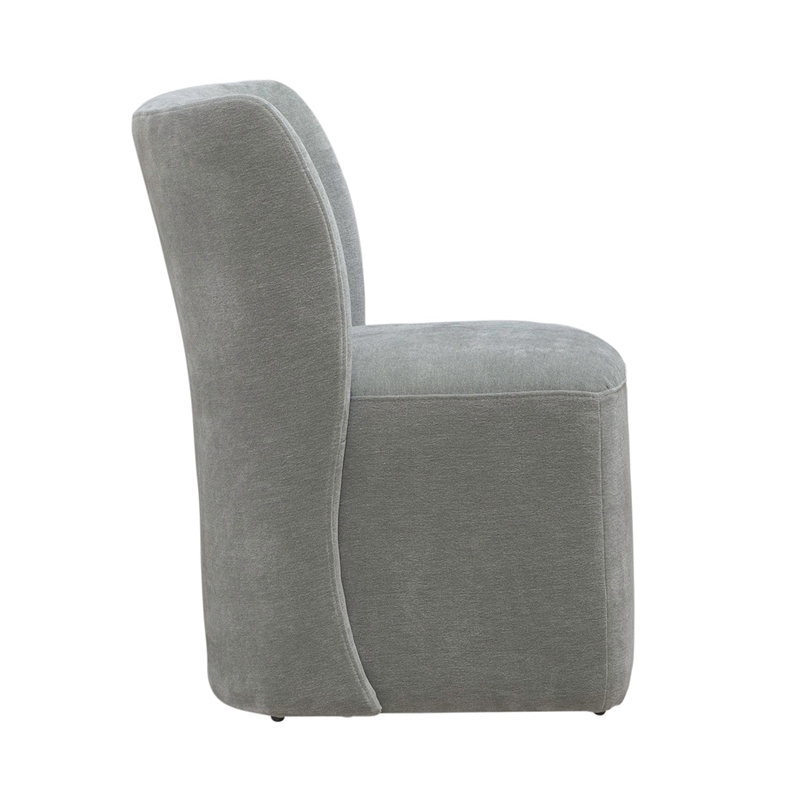Pemberly Row Rounded Back Dining Chair with Casters in Sapphire