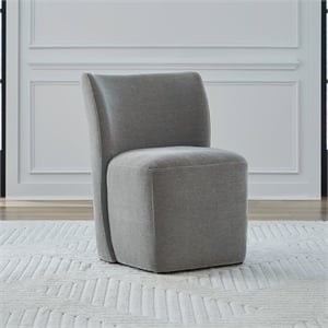 Pemberly Row Rounded Back Dining Chair with Casters in Sapphire