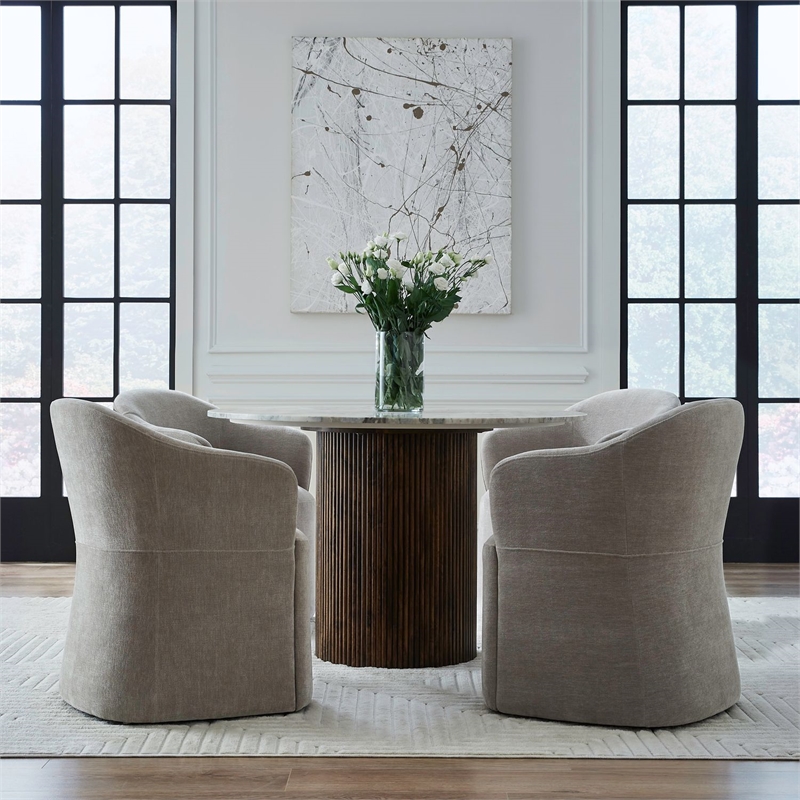 Pemberly Row Squared Arm Dining Chair with Casters in Truffle