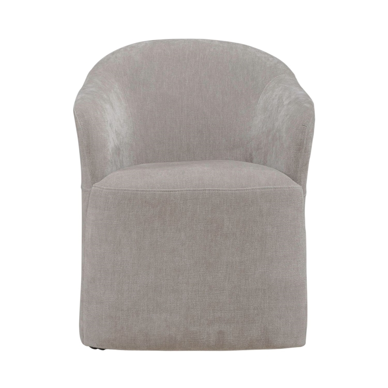 Pemberly Row Squared Arm Dining Chair with Casters in Truffle