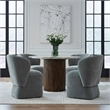 Pemberly Row Rounded Arm Dining Chair with Casters in Sapphire