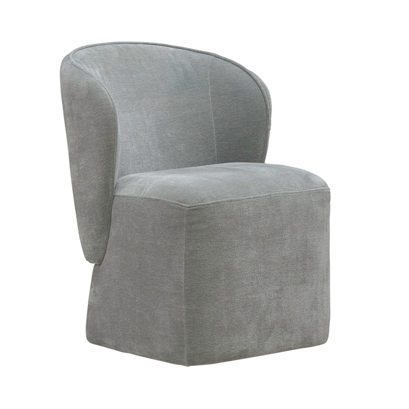 Pemberly Row Rounded Arm Dining Chair with Casters in Sapphire