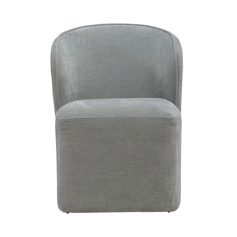 Pemberly Row Rounded Arm Dining Chair with Casters in Sapphire