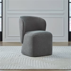 Pemberly Row Rounded Arm Dining Chair with Casters in Sapphire