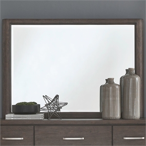 Pemberly Row Overscaled Landscape Mirror with Beveled Edge in Brown