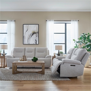 Pemberly Row Power Reclining Sofa and Loveseat Set with Zero Gravity in White