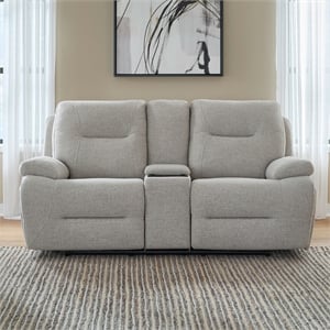 Pemberly Row Power Reclining Loveseat with Console and Charging in White