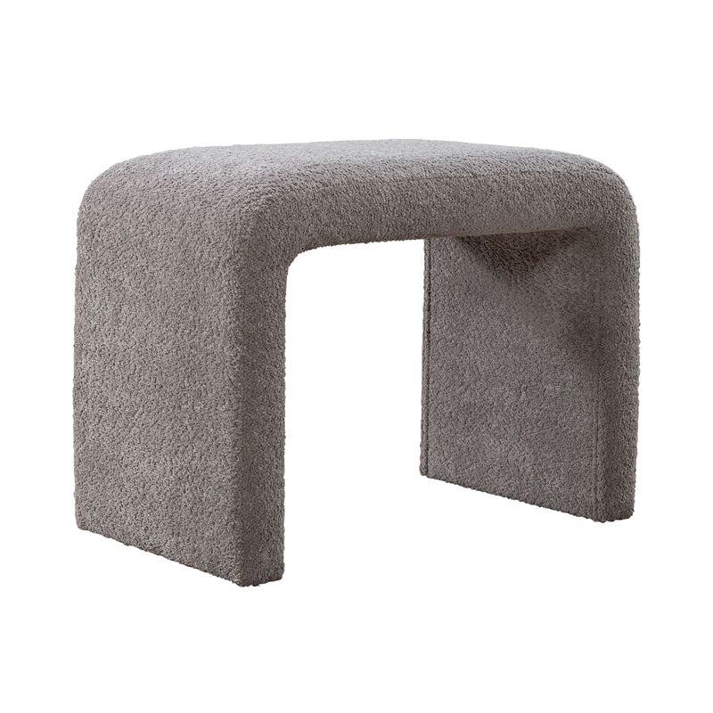 Pemberly Row Upholstered Accent Stool with Rounded Ends in Brown