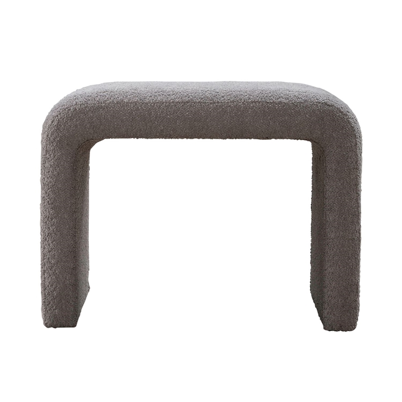Pemberly Row Upholstered Accent Stool with Rounded Ends in Brown