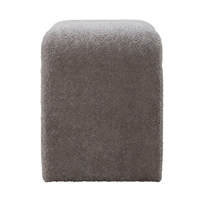 Pemberly Row Upholstered Accent Stool with Rounded Ends in Brown