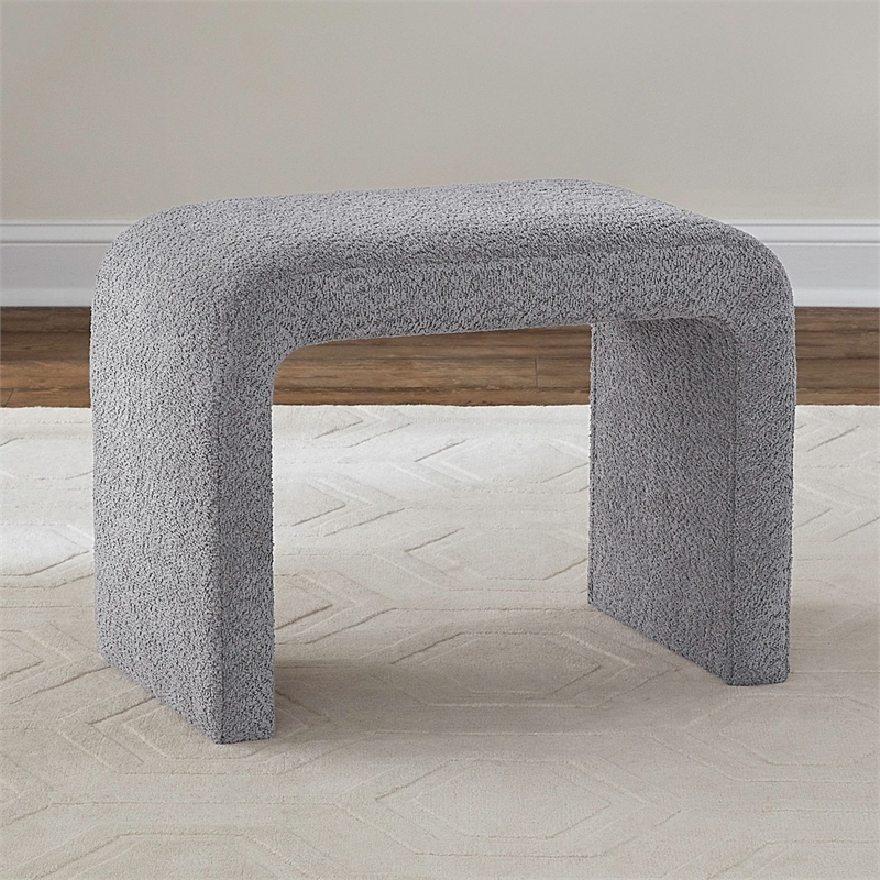 Pemberly Row Upholstered Accent Stool with Rounded Ends in Brown