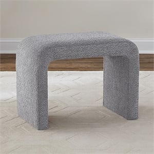 Pemberly Row Upholstered Accent Stool with Rounded Ends in Brown