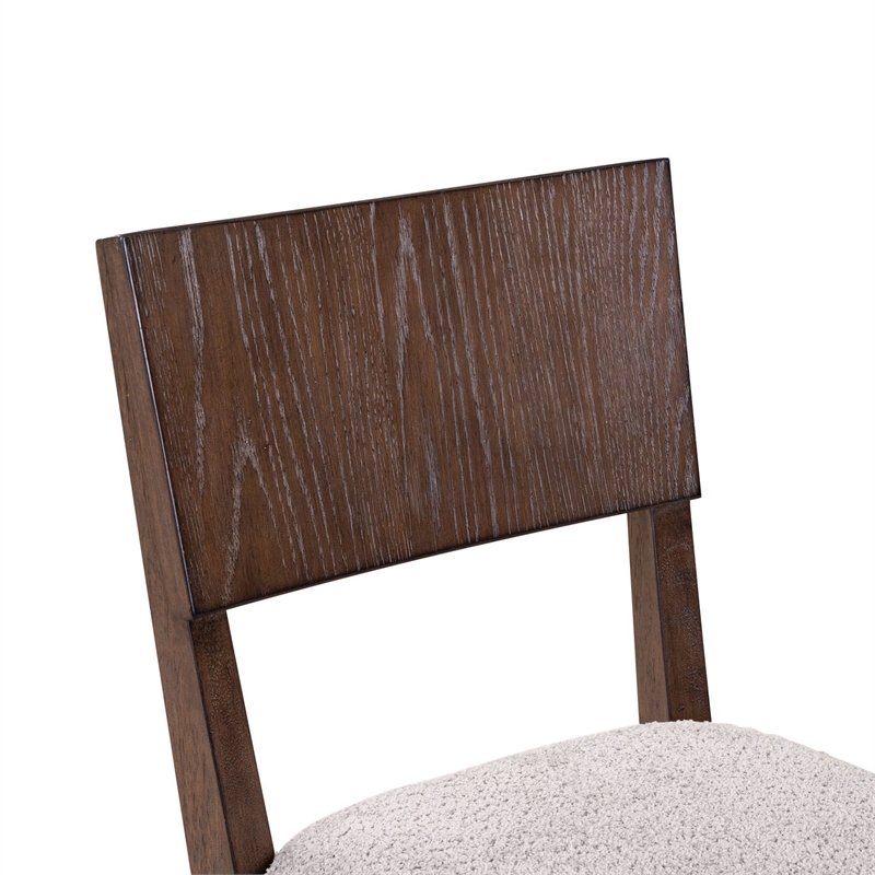 Pemberly Row Panel Back Dining Chairs with Boucle Seat Set of 2 in Brown