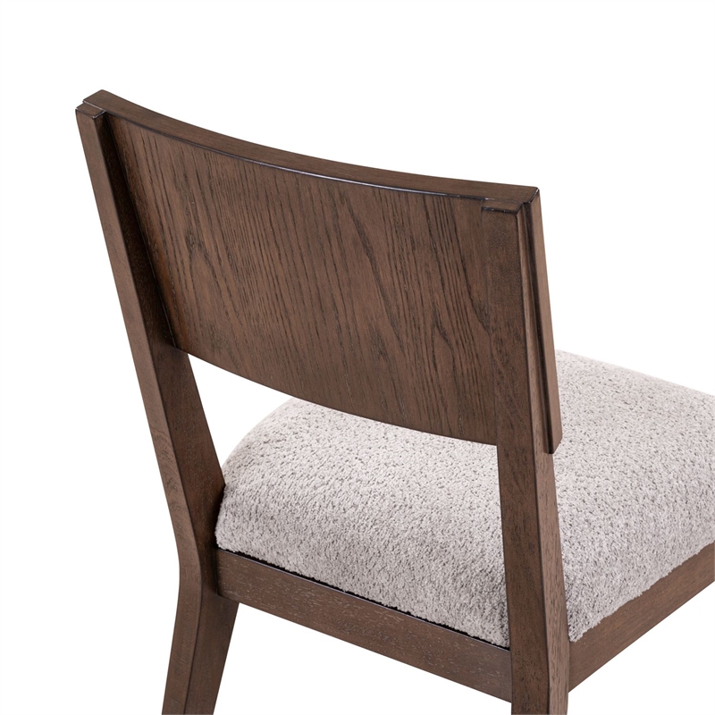 Pemberly Row Panel Back Dining Chairs with Boucle Seat Set of 2 in Brown