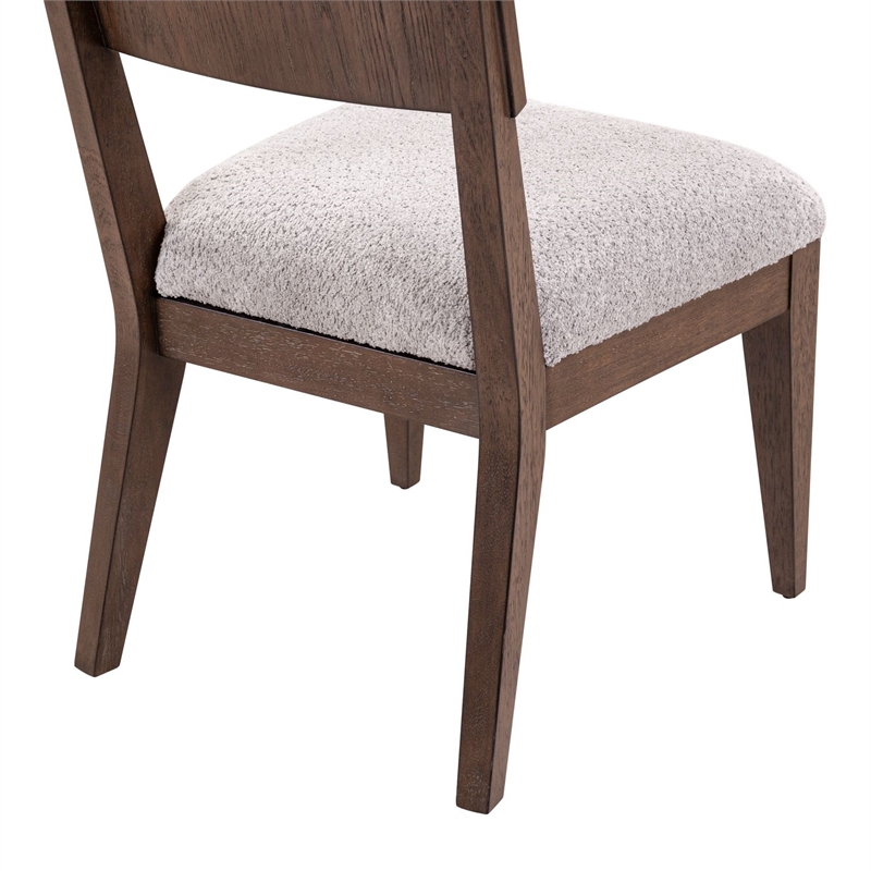 Pemberly Row Panel Back Dining Chairs with Boucle Seat Set of 2 in Brown