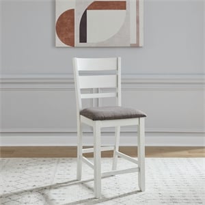 Pemberly Row Slat Back Upholstered Counter Chairs Set of 2 in White