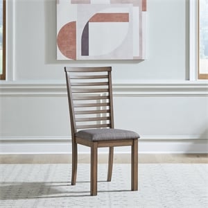Pemberly Row Upholstered Ladder Back Side Chair Set of 2 in Brown