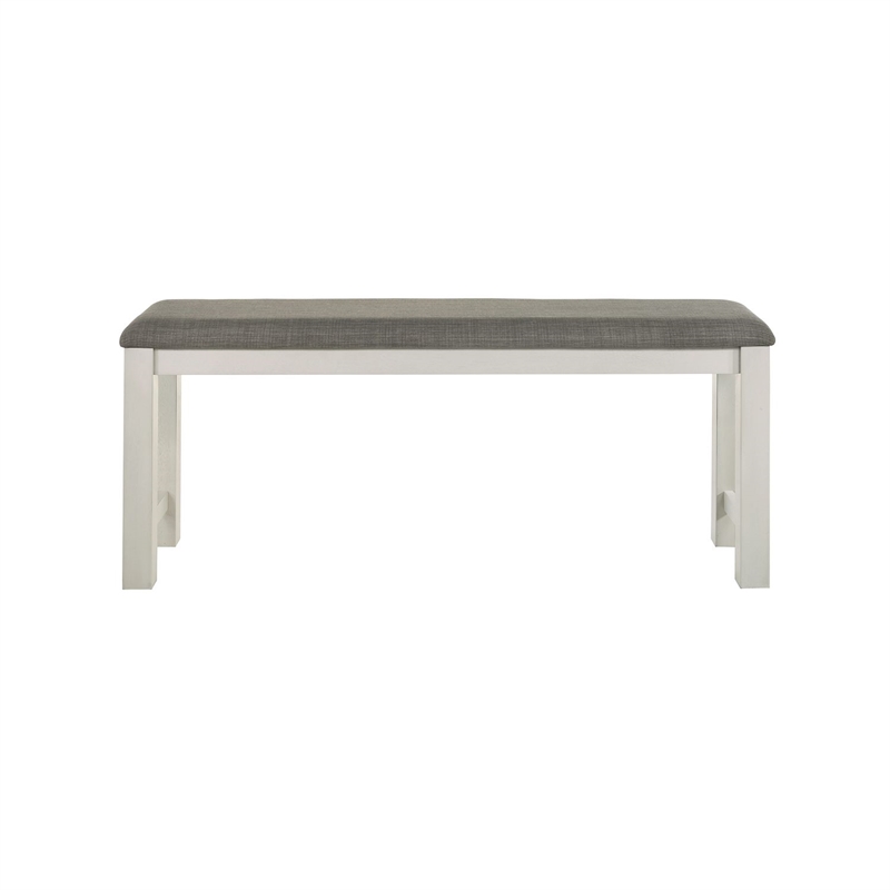 Pemberly Row Upholstered Counter Bench with Block Legs in White