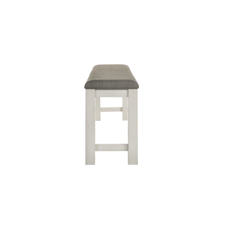 Pemberly Row Upholstered Counter Bench with Block Legs in White