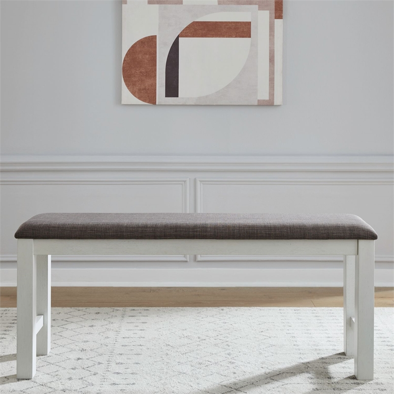 Pemberly Row Upholstered Counter Bench with Block Legs in White