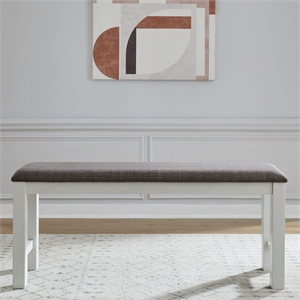 Pemberly Row Upholstered Counter Bench with Block Legs in White