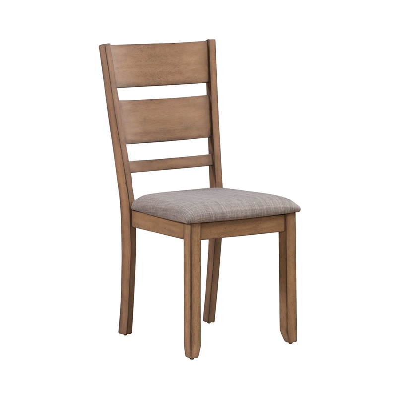 Pemberly Row Slat Back Upholstered Side Chair Set of 2 in Brown