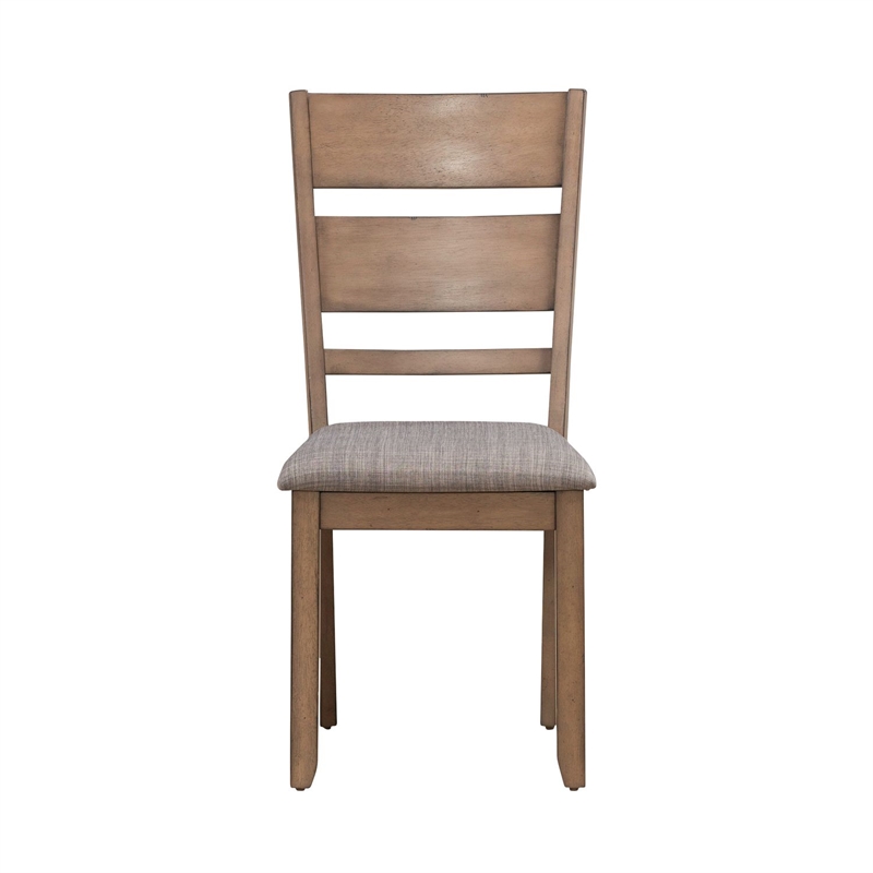 Pemberly Row Slat Back Upholstered Side Chair Set of 2 in Brown