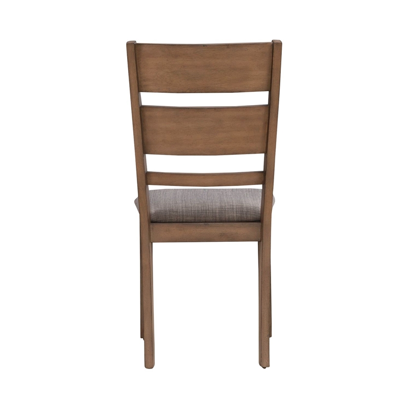 Pemberly Row Slat Back Upholstered Side Chair Set of 2 in Brown