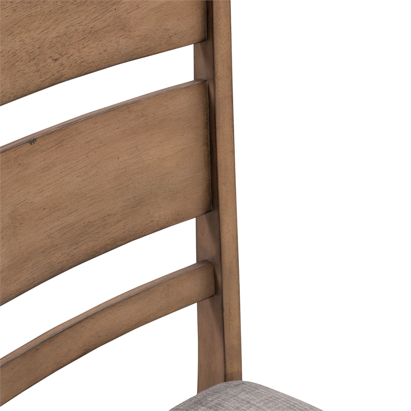 Pemberly Row Slat Back Upholstered Side Chair Set of 2 in Brown