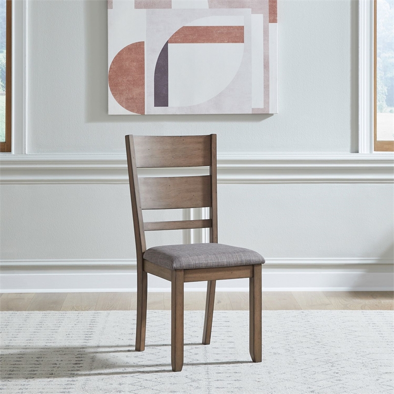 Pemberly Row Slat Back Upholstered Side Chair Set of 2 in Brown