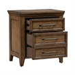 Pemberly Row Queen Panel Bed with Dresser Mirror and Nightstand in Brown